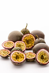 Image showing Sour Passion Fruit Pulp In Its Purple Rind