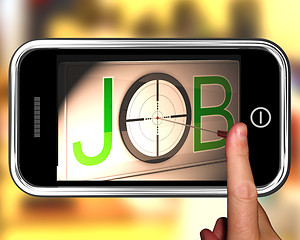 Image showing Job On smartphone Showing Target Employment