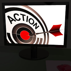 Image showing Action On Monitor Showing Acting