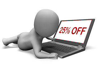 Image showing Twenty Five Percent Off Monitor Means 25% Deduction Or Sale Onli