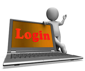 Image showing Login Laptop Character Shows Website Log In Security