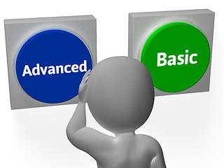 Image showing Advanced Basic Buttons Show Advancement Or Basics