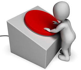 Image showing Man Pushing Red Button Shows Controlling