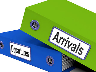 Image showing Departures Arrivals Folders Show Holidays And Travelling