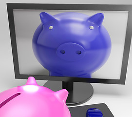 Image showing Piggy On Screen Shows Digital Savings Media