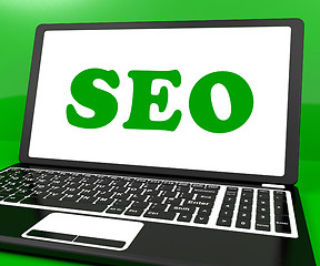 Image showing Seo On Laptop Shows Search Engine Optimization On Internet