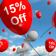 Image showing Balloon With 15% Off Showing Discount Of Fifteen Percent