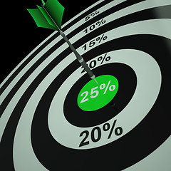 Image showing 25 Percent On Dartboard Shows Aimed Markdowns