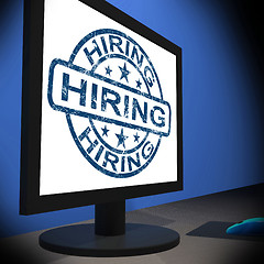 Image showing Hiring Computer Message Shows Career Online Hire Jobs