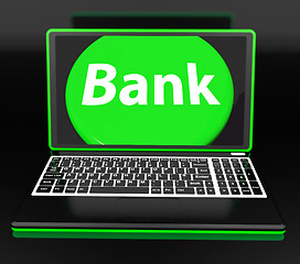 Image showing Bank On Laptop Shows Internet Www Or Electronic Banking