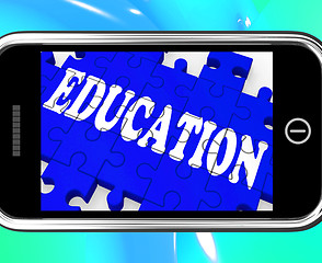 Image showing Education On Smartphone Showing University Studies