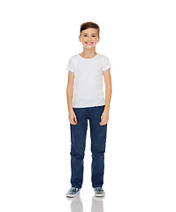 Image showing happy boy in white t-shirt and jeans