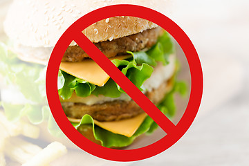 Image showing close up of hamburger behind no symbol