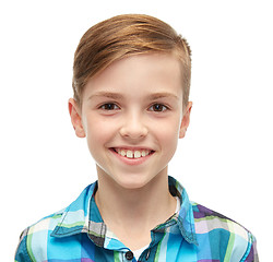 Image showing smiling boy in checkered shirt