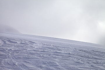 Image showing Ski slope for slalom and overcast sky in bad weather