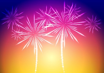 Image showing Bright vector fireworks background