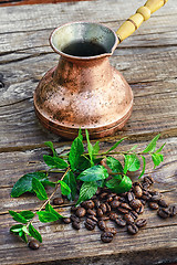 Image showing Turk and coffee beans