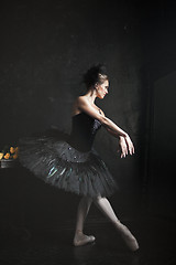 Image showing Portrait of the ballerina in ballet tatu on black background