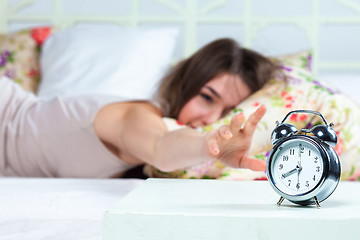 Image showing The young girl in bed