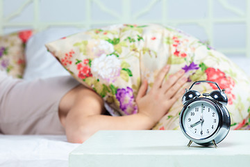 Image showing The young girl sleeping in bed