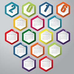 Image showing New 2016 calendar with hexagons