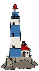 Image showing Old blue lighthouse
