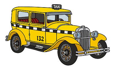 Image showing Vintage yellow taxi