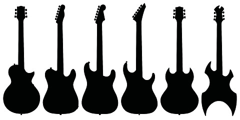 Image showing Black electric guitars