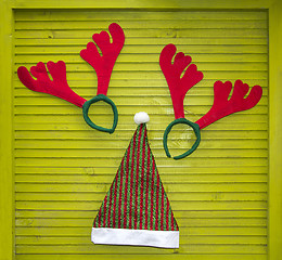 Image showing Xmas Green wooden background