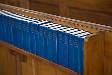 Image showing Church interior with Hymnals