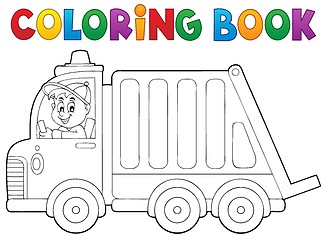 Image showing Coloring book garbage collection truck