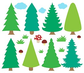 Image showing Stylized coniferous trees collection 1