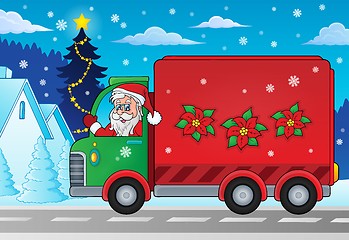 Image showing Christmas theme delivery car image 2