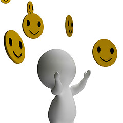 Image showing Smileys Smiling And 3d Character Showing Happiness