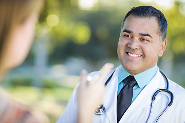 Image showing Hispanic Male Doctor or Nurse Talking With a Patient