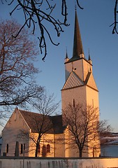 Image showing Stone church by the water