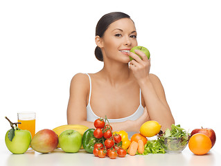 Image showing woman with fruits and vegetables