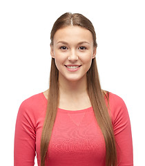 Image showing smiling young woman or teenage girl in pullover