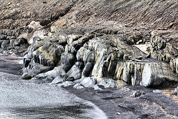 Image showing Fossilized dinosaurs. The shore of the Barents sea and abrasion. Arctic