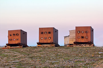 Image showing Armored bunkers for nuclear weapons testing. Atomic site on the Novaya Zemlya archipelago. Russia