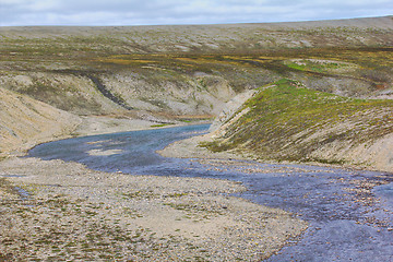 Image showing Scarce landscape of cold Arctic desert. Novaya Zemlya archipelago. Nuclear testing range 1