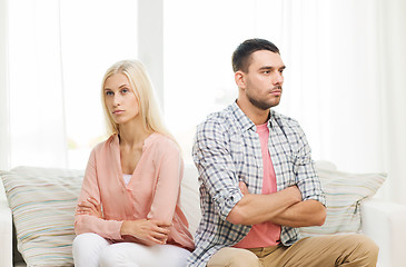 Image showing unhappy couple having argument at home