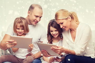 Image showing happy family with tablet pc computers