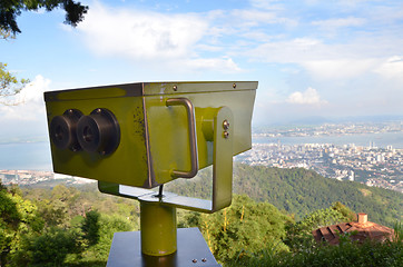 Image showing Colorful telescope viewer at Penang Hills, Malaysia