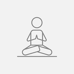 Image showing Man meditating in lotus pose line icon.