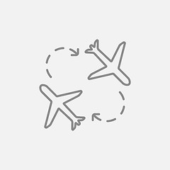 Image showing Airplanes line icon.