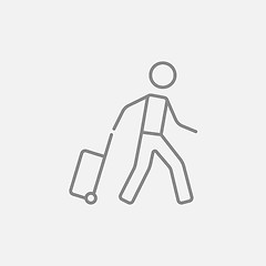 Image showing Man with suitcase line icon.