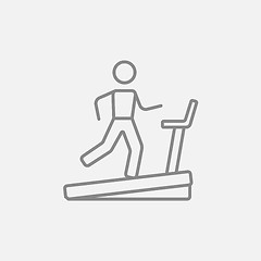 Image showing Man running on treadmill line icon.