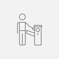 Image showing Man at car barrier line icon.