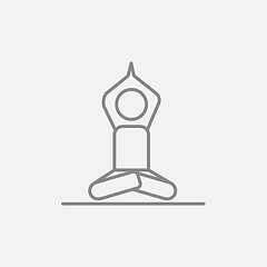 Image showing Man meditating in lotus pose line icon.